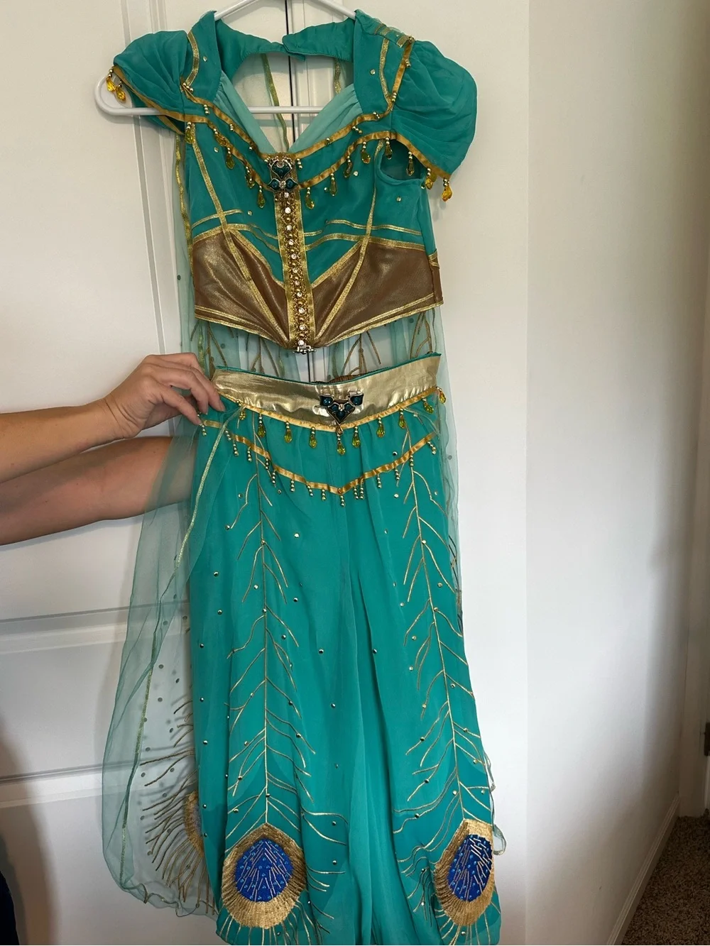 Disney Jasmine Beautifully Beaded Two-Piece Princess Kids Costume Set - size 8